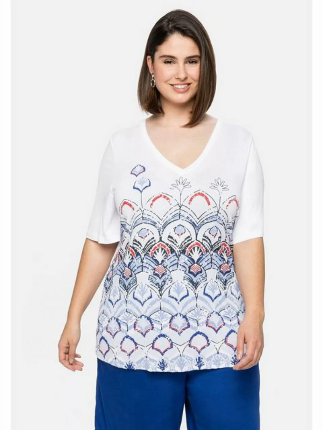 Sheego T-Shirt Große Größen mit Frontdruck und Flügelärmeln günstig online kaufen