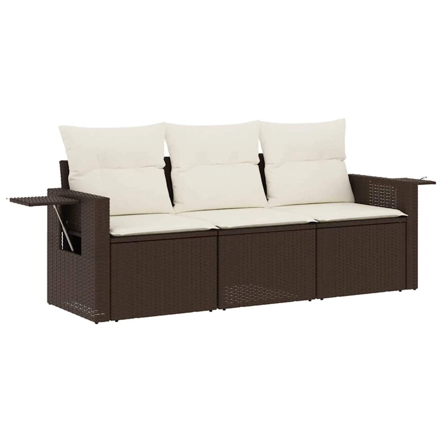 vidaXL 3-Tlg Garten-Sofagarnitur mit Kissen Braun Poly Rattan 3219862 günstig online kaufen