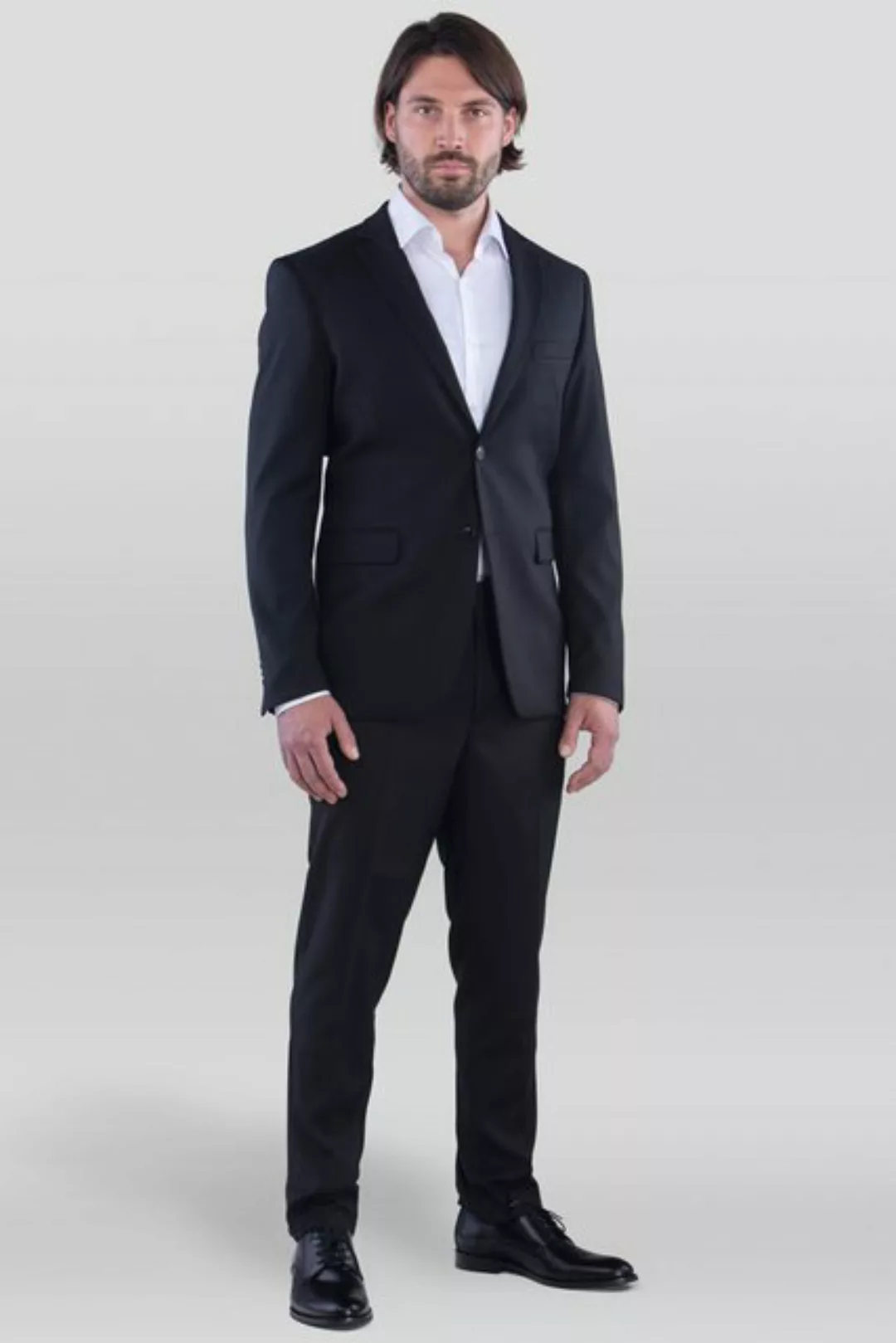 SANDER STELLAN Anzug Herren Business Anzug in Schwarz Slim Fit (Anzug Set, günstig online kaufen