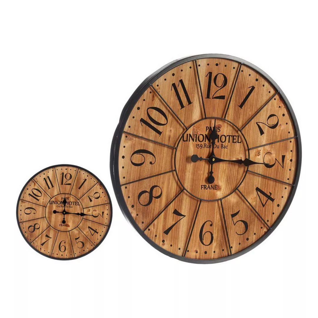 Wanduhr Schwarz Dunkelbraun Metall Holz (60 X 4,5 X 60 Cm) günstig online kaufen