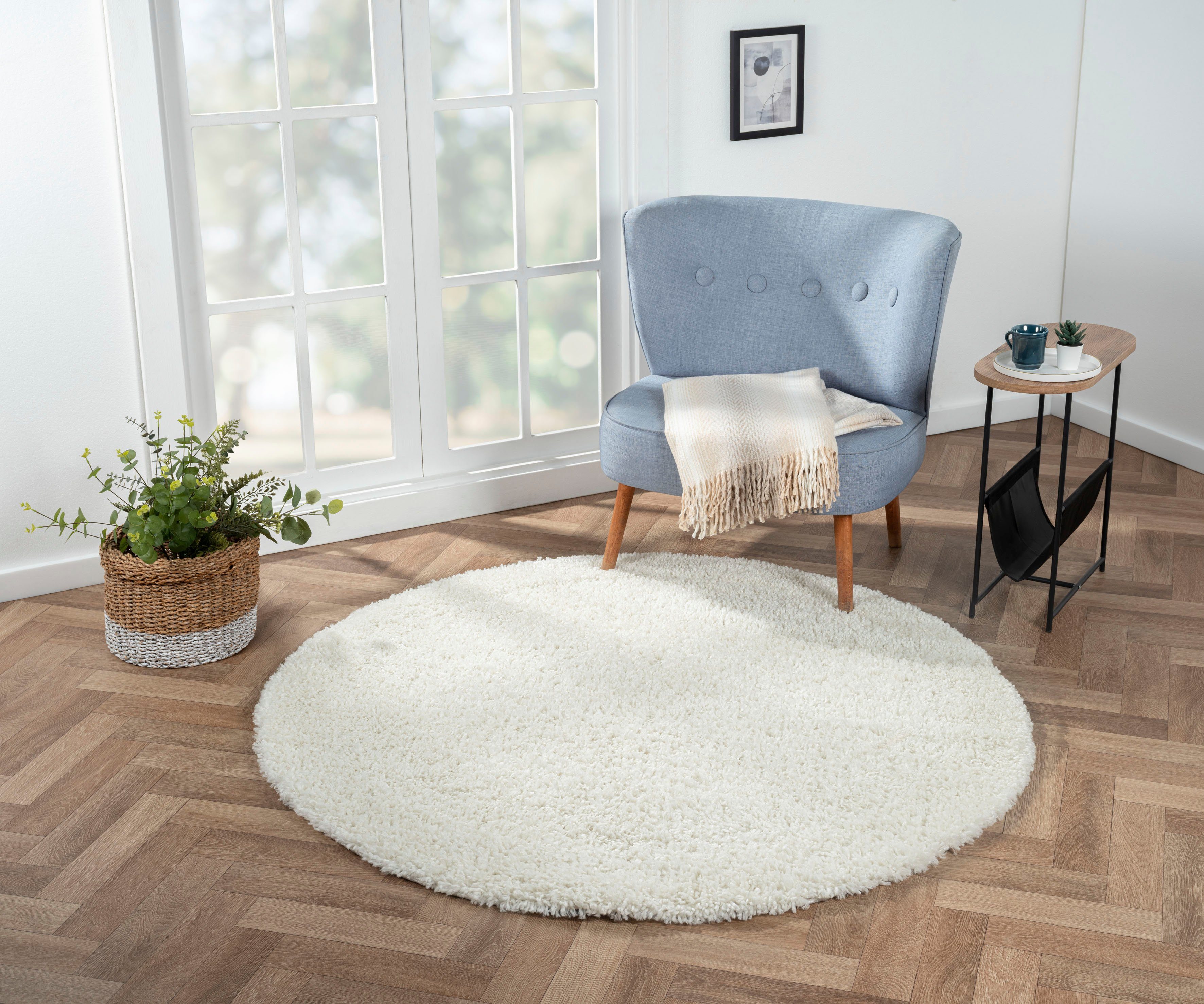 Myflair Möbel & Accessoires Hochflor-Teppich »My Shaggy«, rund, 37 mm Höhe, günstig online kaufen