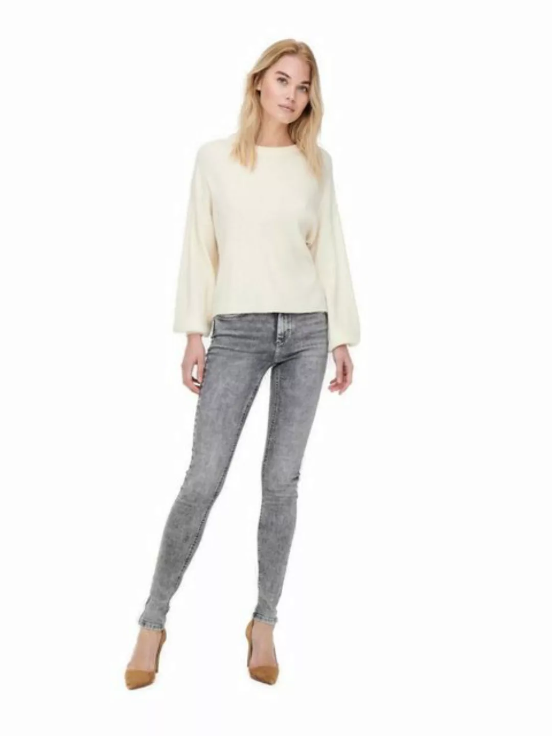 Only Damen Jeans ONLBLUSH MID SK TAI918 - Skinny Fit - Grau - Light Grey De günstig online kaufen