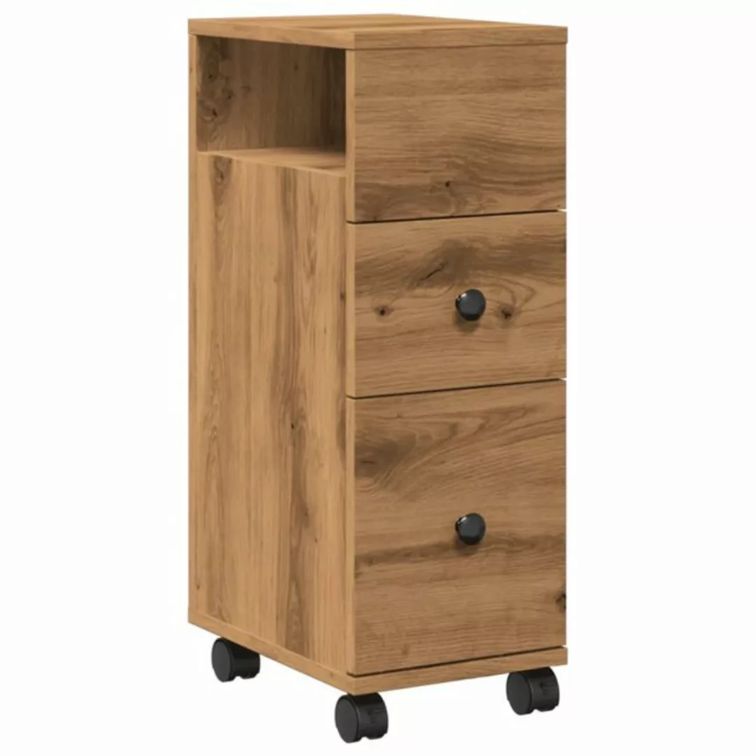 vidaXL Fächerschrank Badschrank Schmal mit Rollen Artisan-Eiche Holzwerksto günstig online kaufen