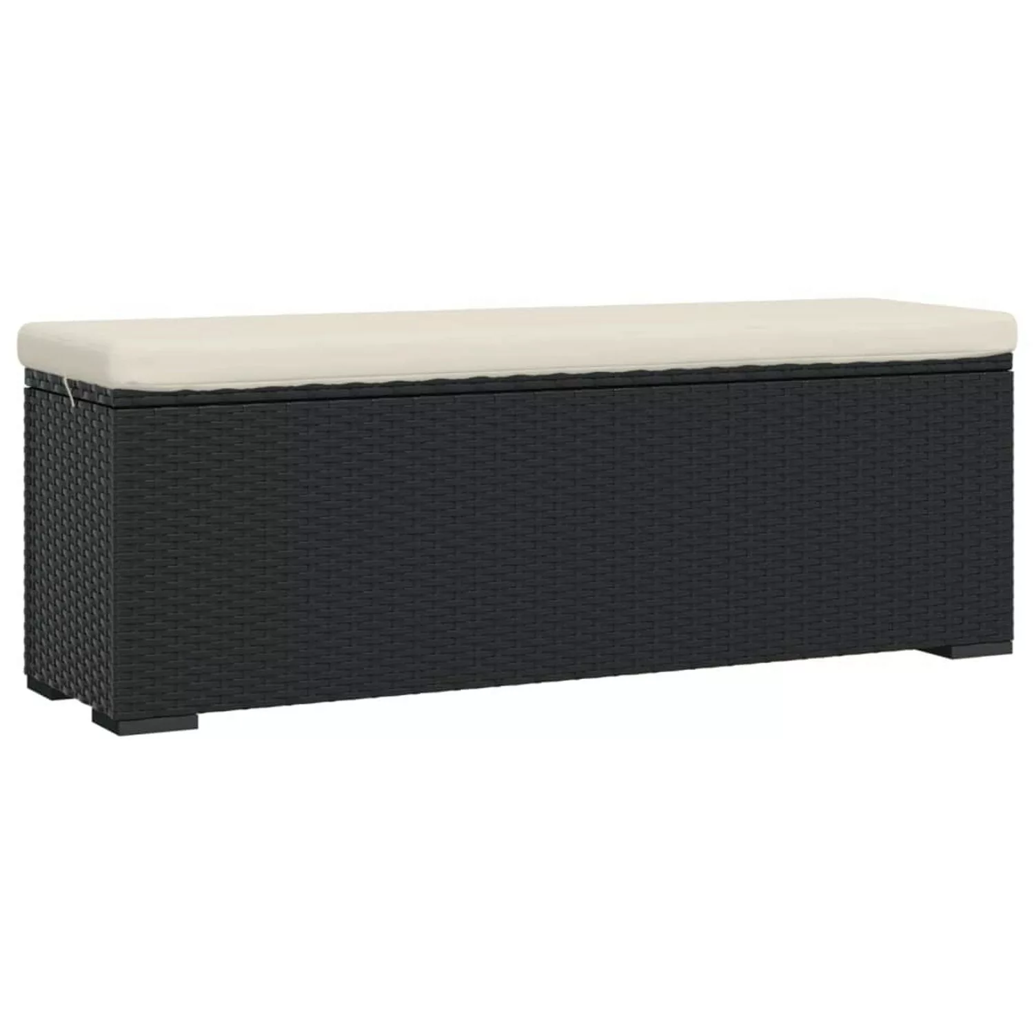 vidaXL Hockerbank mit Sitzkissen Schwarz 110x30x40 cm Poly Rattan günstig online kaufen