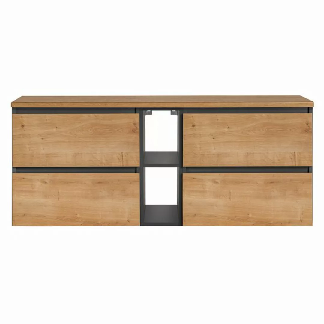 Lomadox Waschtischunterschrank mit Regal 140 cm breit MODENA-56 in anthrazi günstig online kaufen