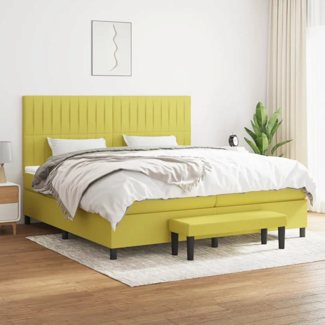 Vidaxl Boxspringbett Mit Matratze Hellgrün 200x200 Cm Stoff günstig online kaufen