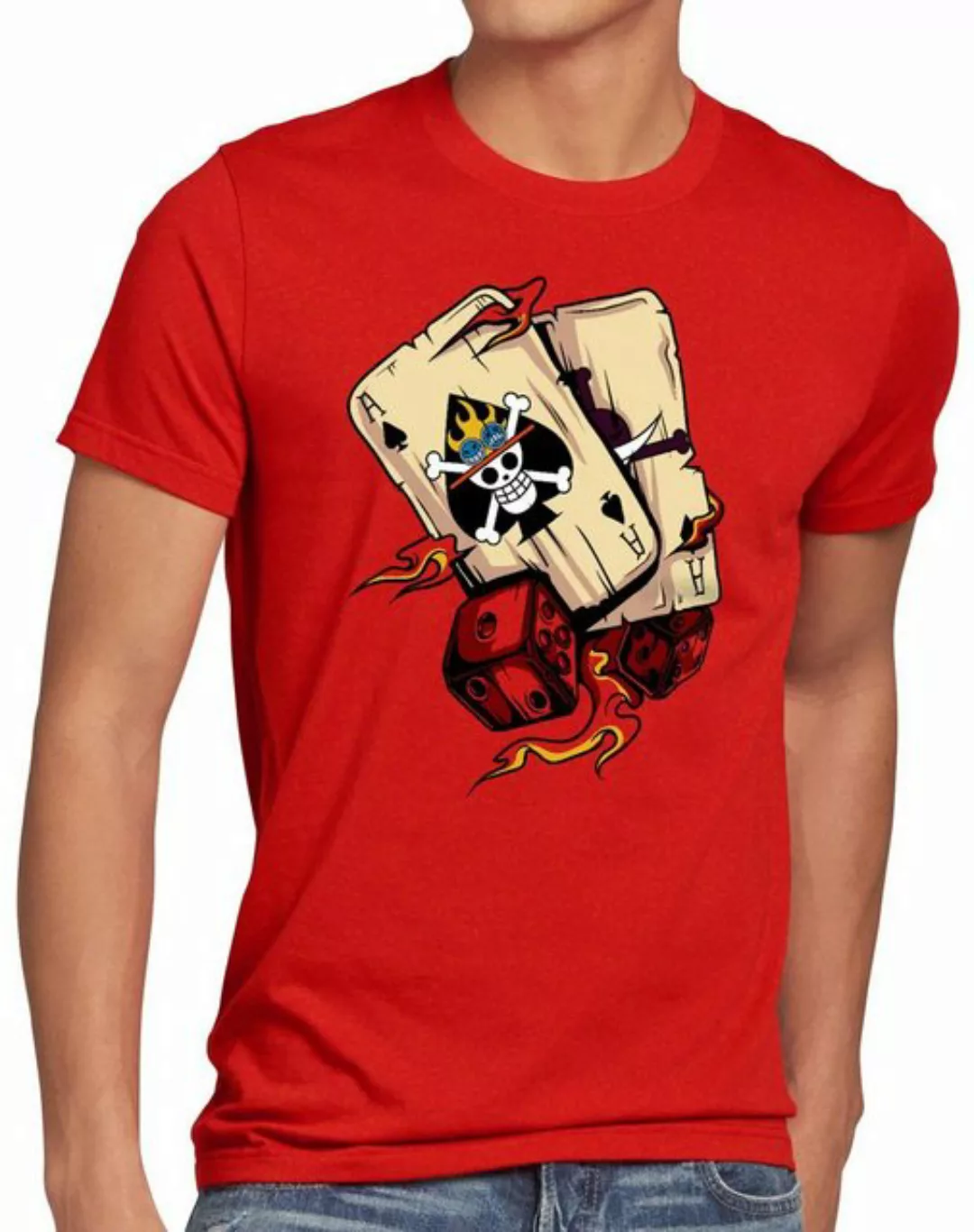 style3 Print-Shirt Herren T-Shirt One Ace poker piece strohhut bande anime günstig online kaufen