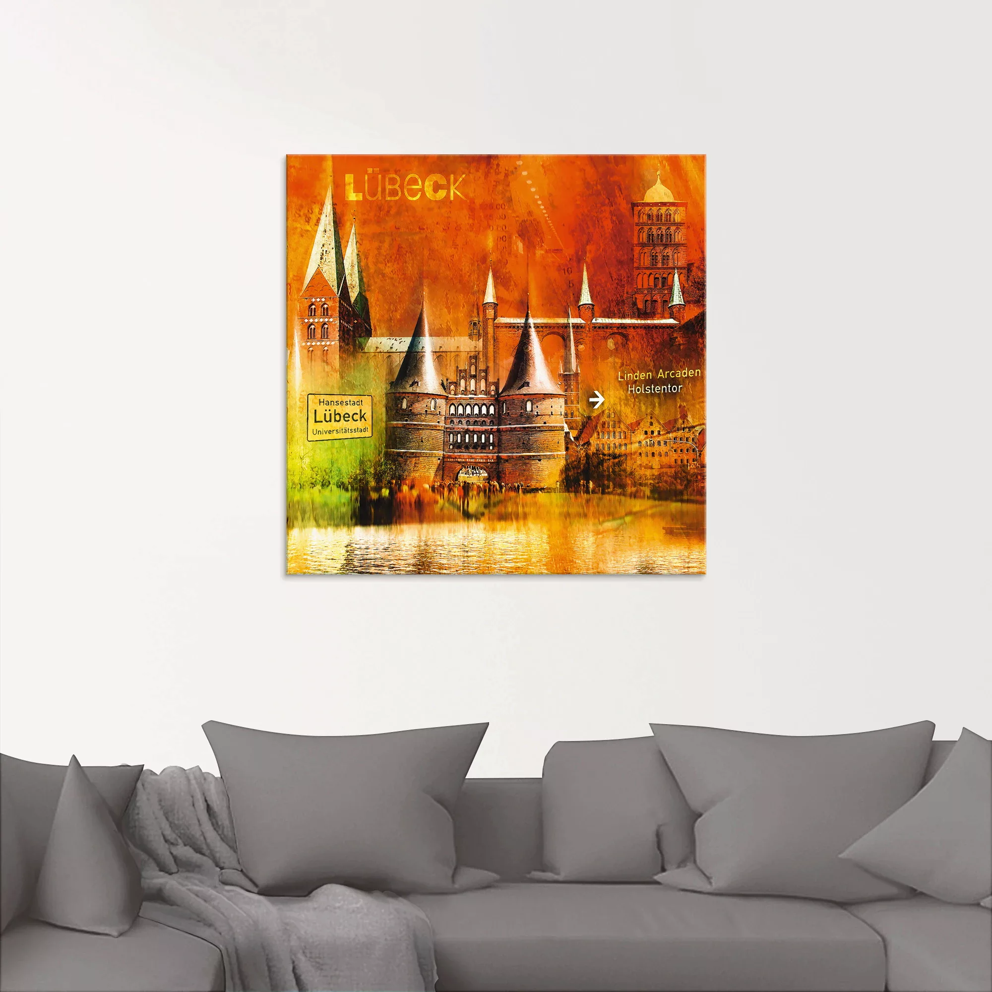 Artland Glasbild "Lübeck Hansestadt Collage 04", Architektonische Elemente, günstig online kaufen
