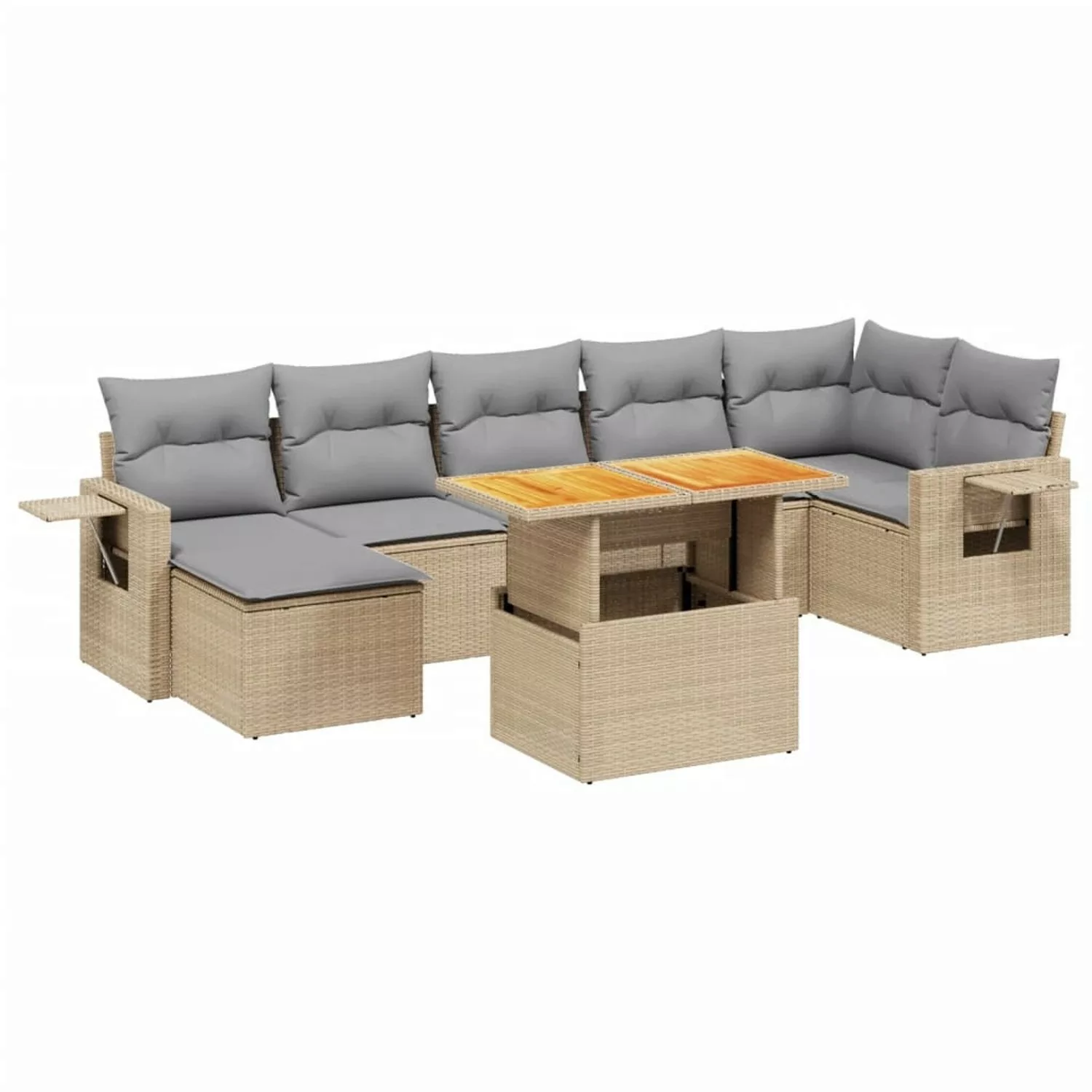 vidaXL 8-tlg Garten-Sofagarnitur mit Kissen Beige Poly Rattan Modell 297 günstig online kaufen