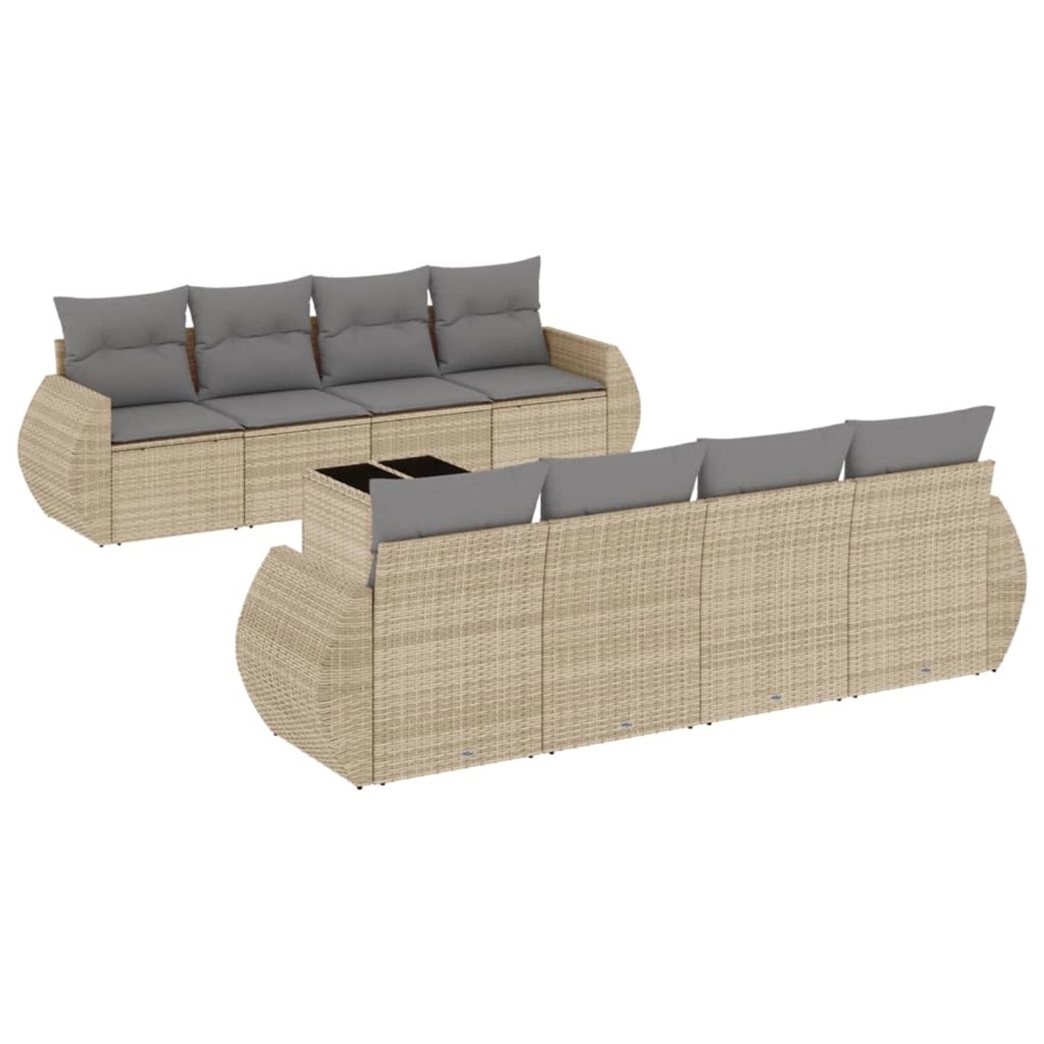 vidaXL 9-Tlg Garten-Sofagarnitur mit Kissen Beige Poly Rattan 3221148 günstig online kaufen