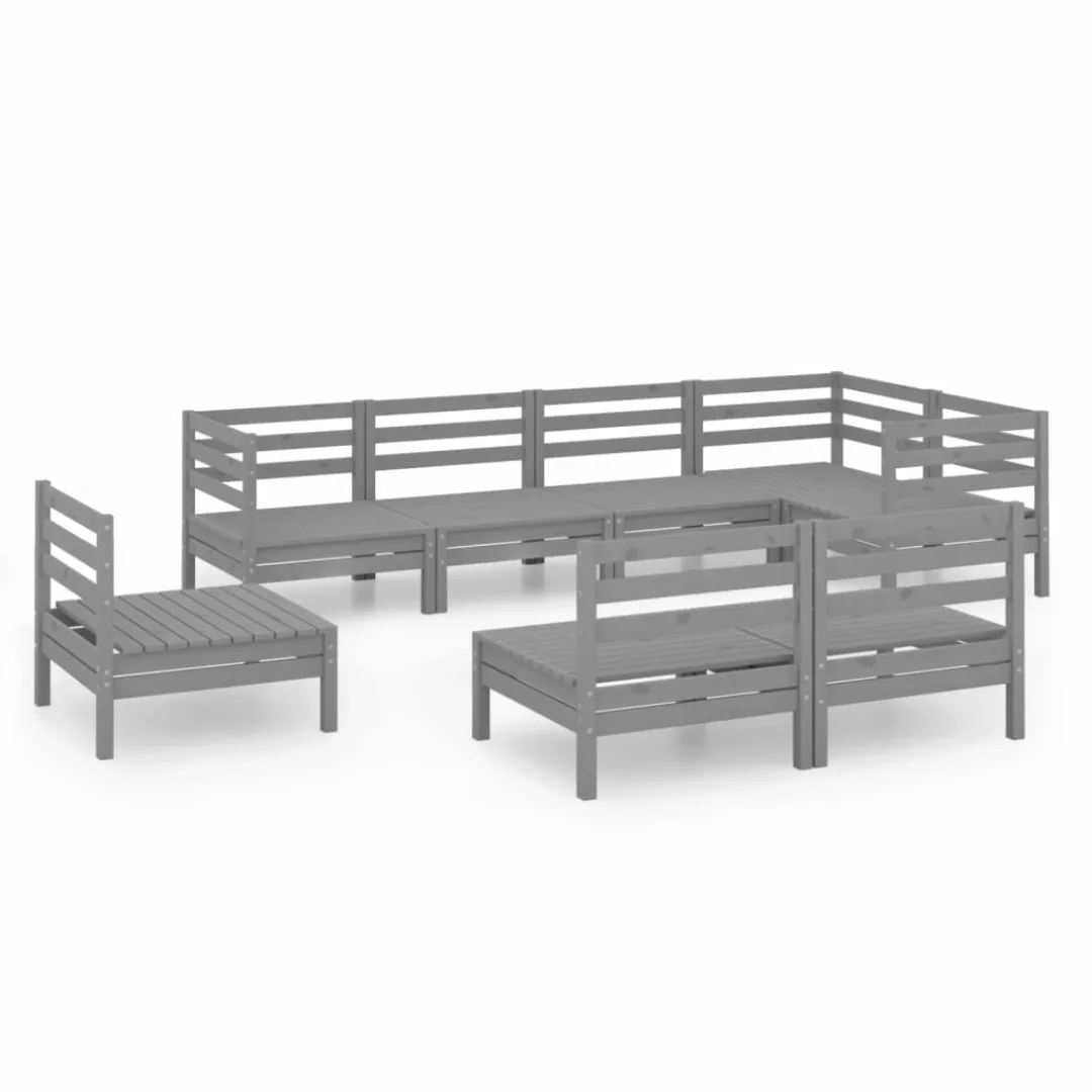 8-tlg. Garten-lounge-set Massivholz Kiefer Grau günstig online kaufen