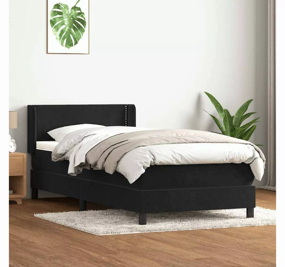 vidaXL Boxspringbett, Boxspringbett mit Matratze Schwarz 80x220 cm Samt günstig online kaufen