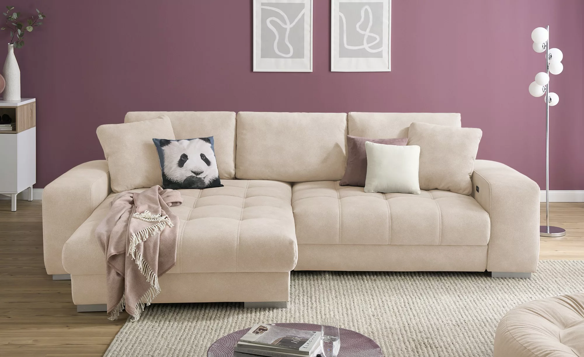 bobb Ecksofa  mit pflegeleichtem Bezugsstoff  Caro II ¦ beige ¦ Maße (cm): günstig online kaufen