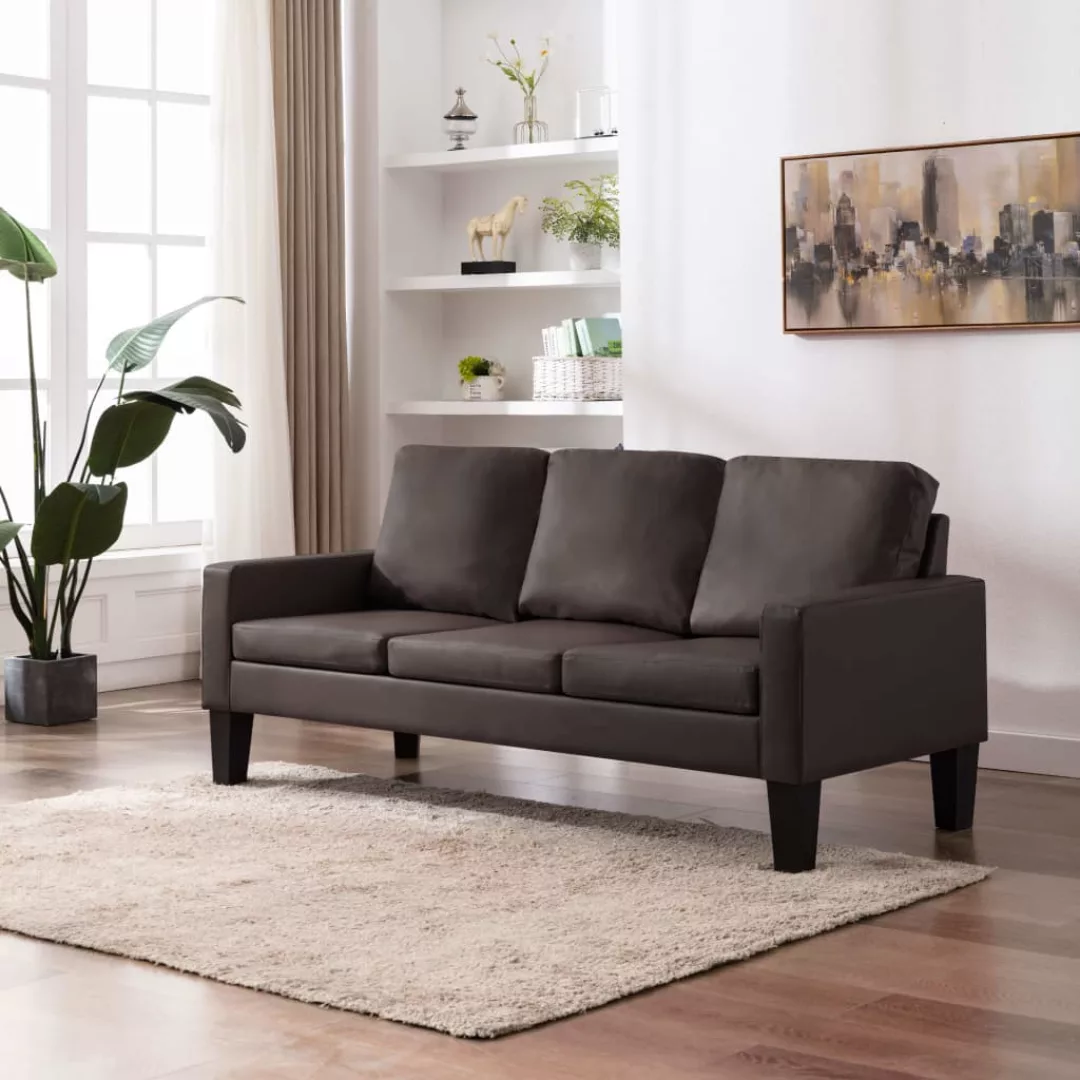 3-sitzer-sofa Braun Kunstleder günstig online kaufen