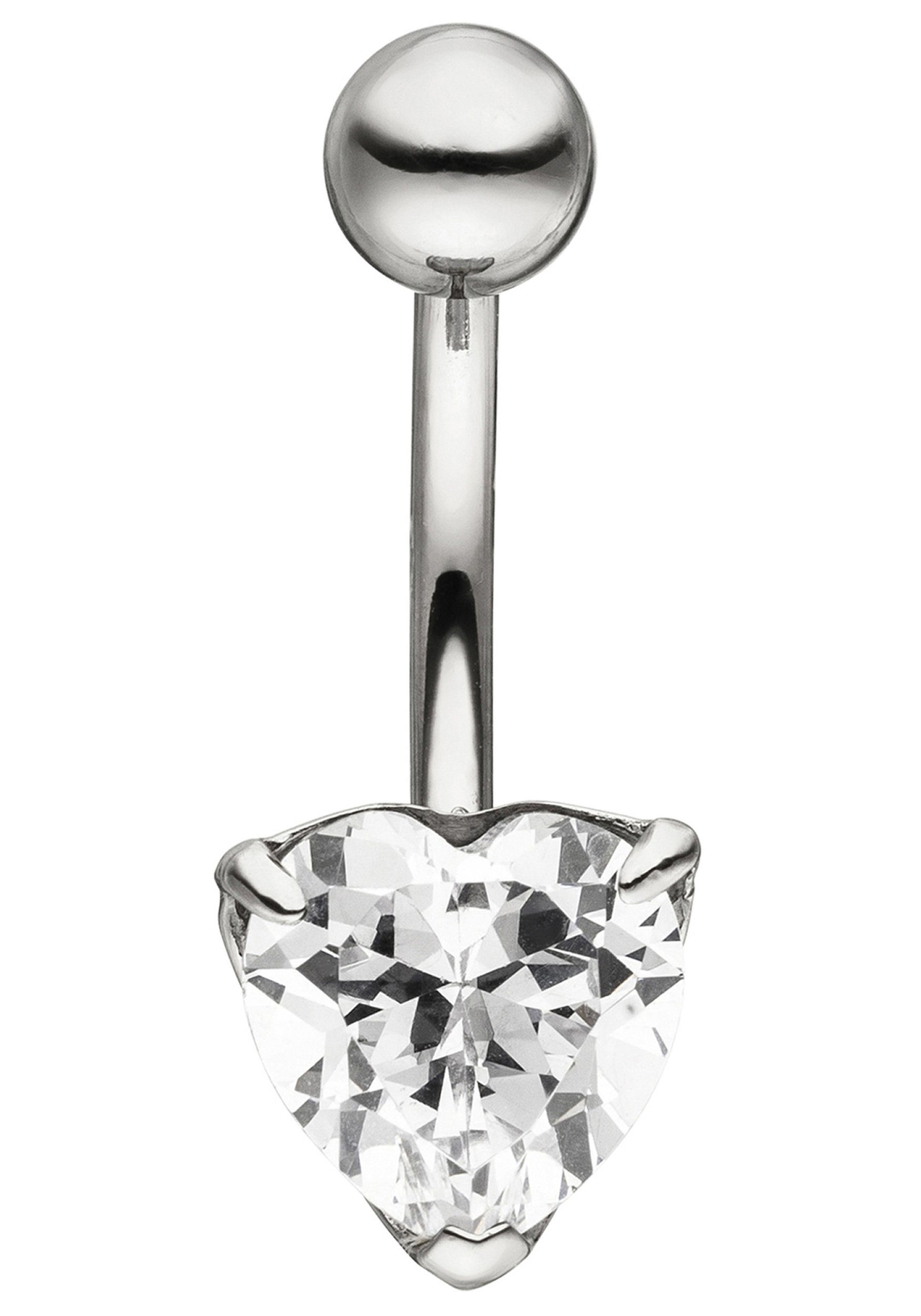 JOBO Bauchnabelpiercing Herz, Edelstahl mit Zirkonia günstig online kaufen