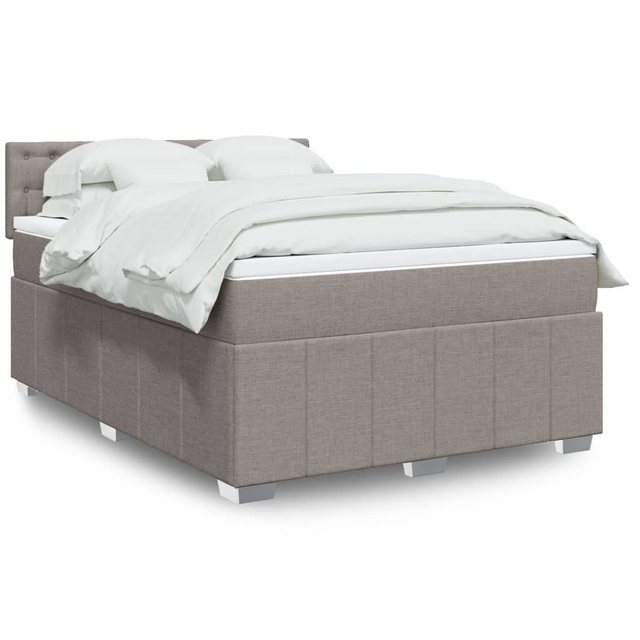 vidaXL Boxspringbett, Boxspringbett mit Matratze Taupe 140x200 cm Stoff günstig online kaufen