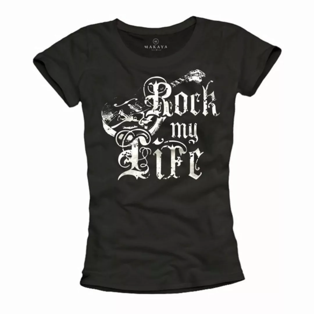 MAKAYA T-Shirt Rockige Damen Tops Musik Outfit Gitarre Rock Bandshirt Fraue günstig online kaufen