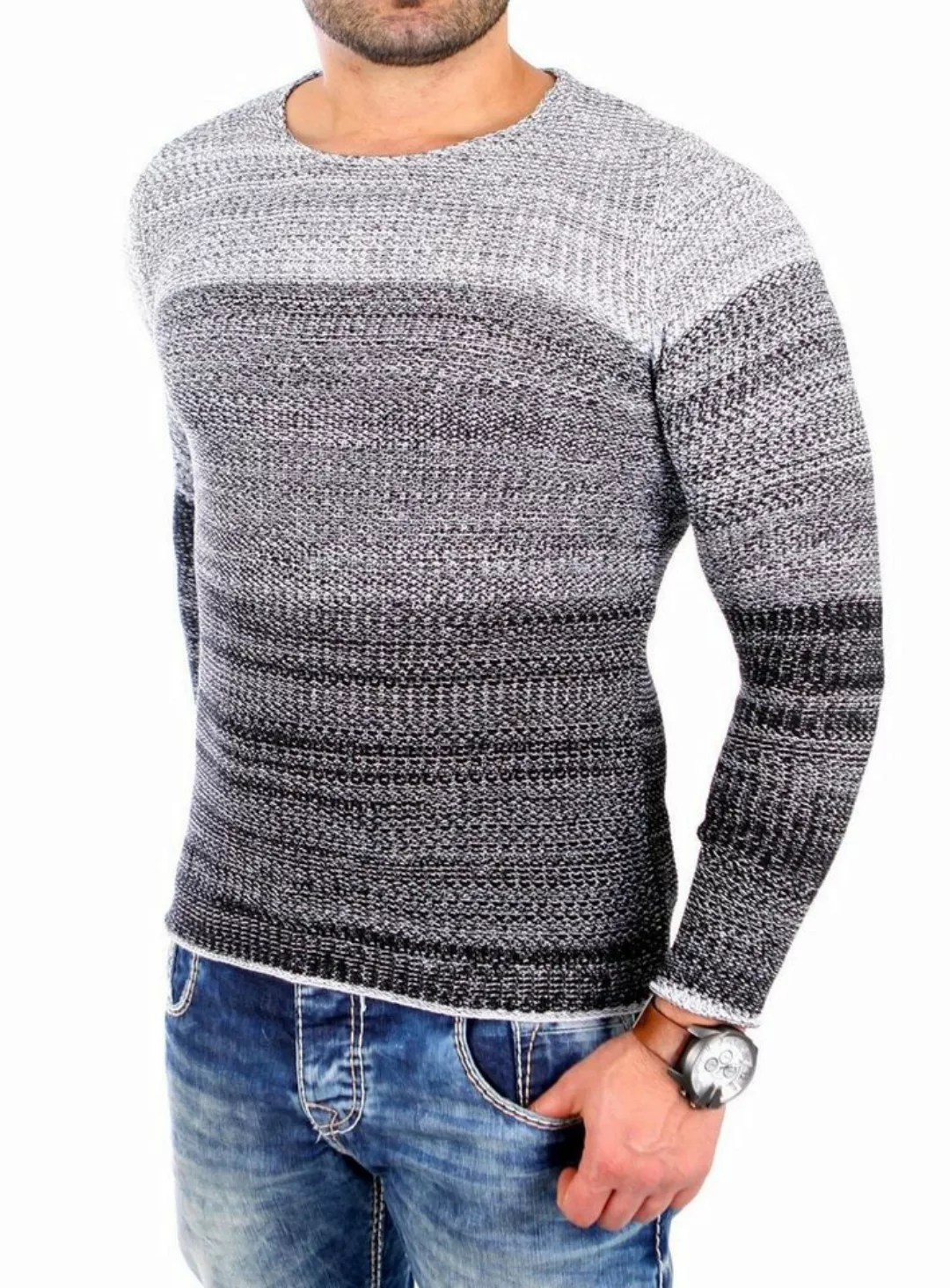 Reslad Strickpullover Reslad Strickpullover Herren Colorblock Crewneck Pull günstig online kaufen