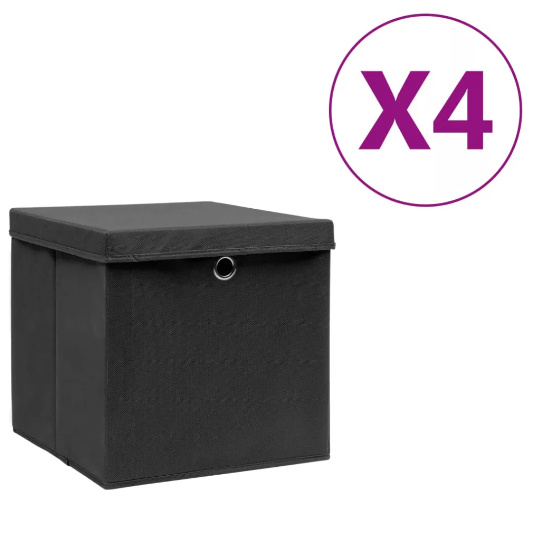 Aufbewahrungsboxen Mit Deckeln 4 Stk. 28x28x28 Cm Schwarz günstig online kaufen