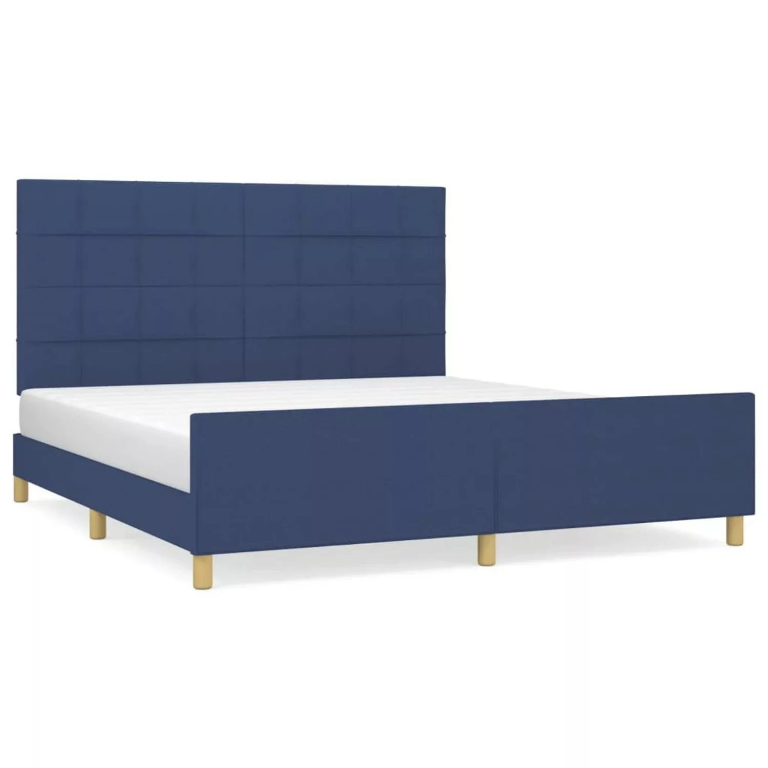 vidaXL Bettgestell mit Kopfteil Blau 180x200 cm Stoff Modell 61359284 günstig online kaufen