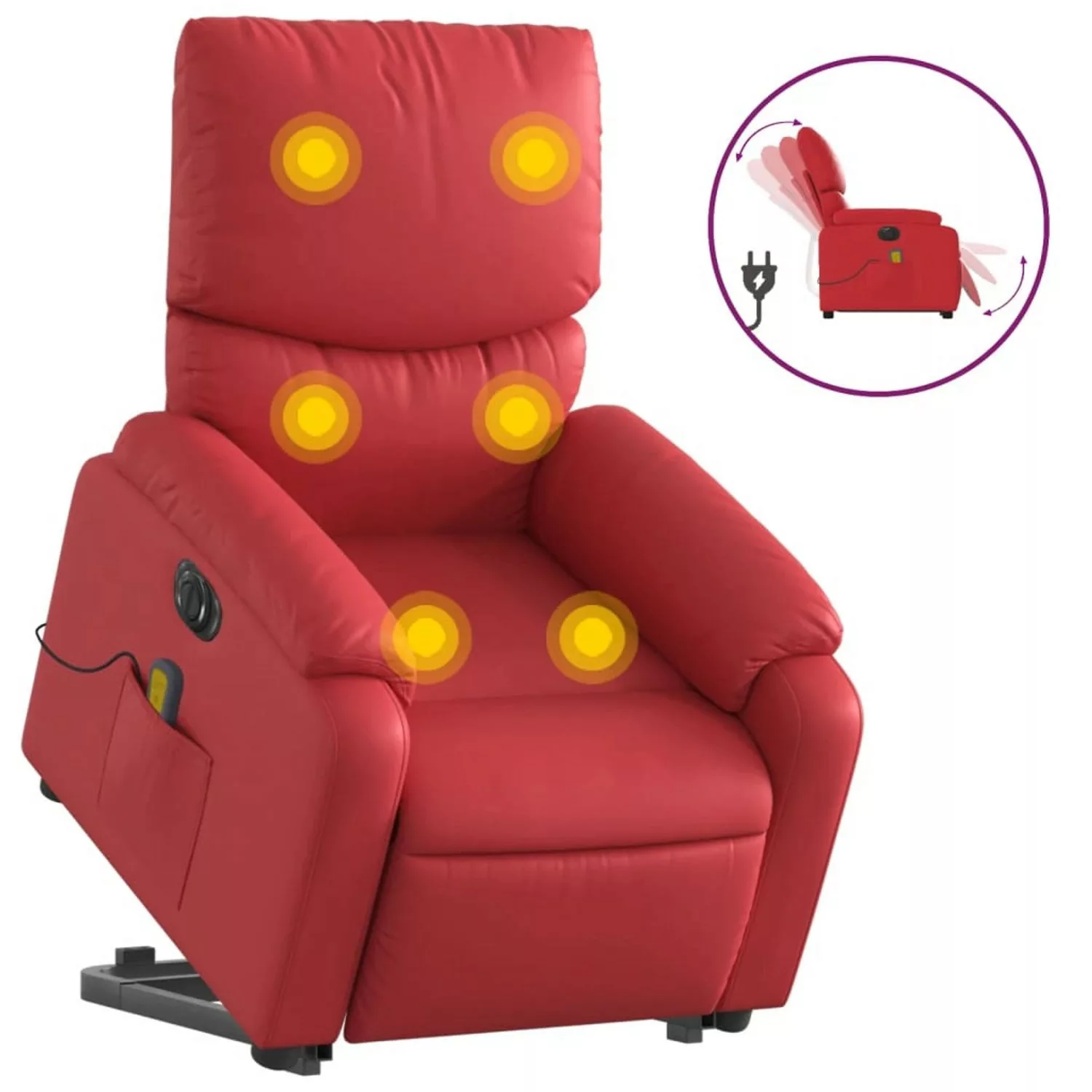 vidaXL Massagesessel mit Aufstehhilfe Elektrisch Rot Kunstleder Modell 4 günstig online kaufen