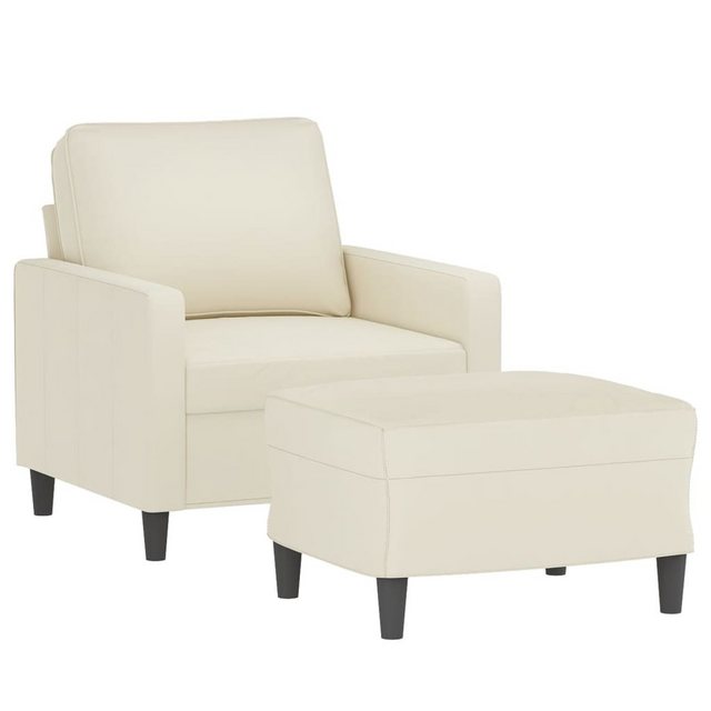 vidaXL Sofa Sessel mit Hocker Creme 60 cm Samt günstig online kaufen