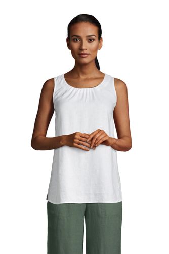 Ärmelloses Leinenshirt, Damen, Größe: 48-50 Normal, Weiß, by Lands' End, We günstig online kaufen