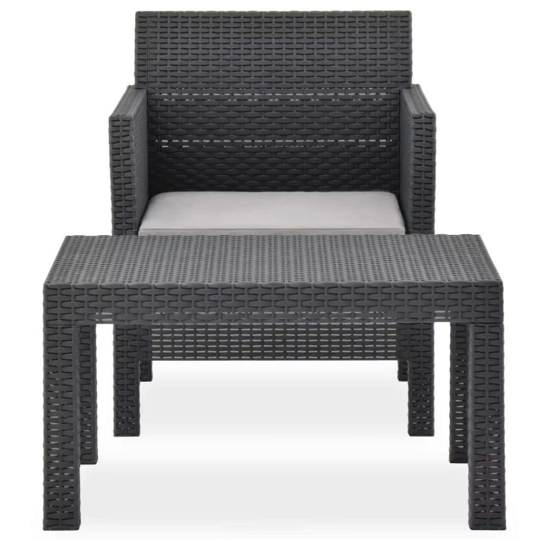 Vidaxl 2-tlg. Garten-lounge-set Mit Auflage Pp Rattan Anthrazit günstig online kaufen