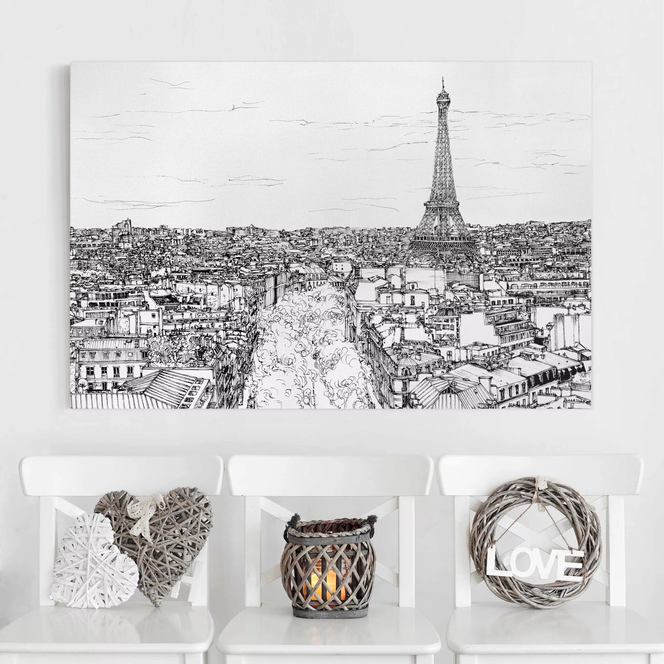 Leinwandbild Architektur & Skyline - Querformat Stadtstudie - Paris günstig online kaufen