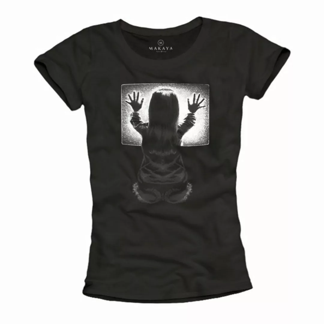 MAKAYA T-Shirt Damen Top Schwarz Poltergeist Horror Gamer Motiv Frauen Dame günstig online kaufen