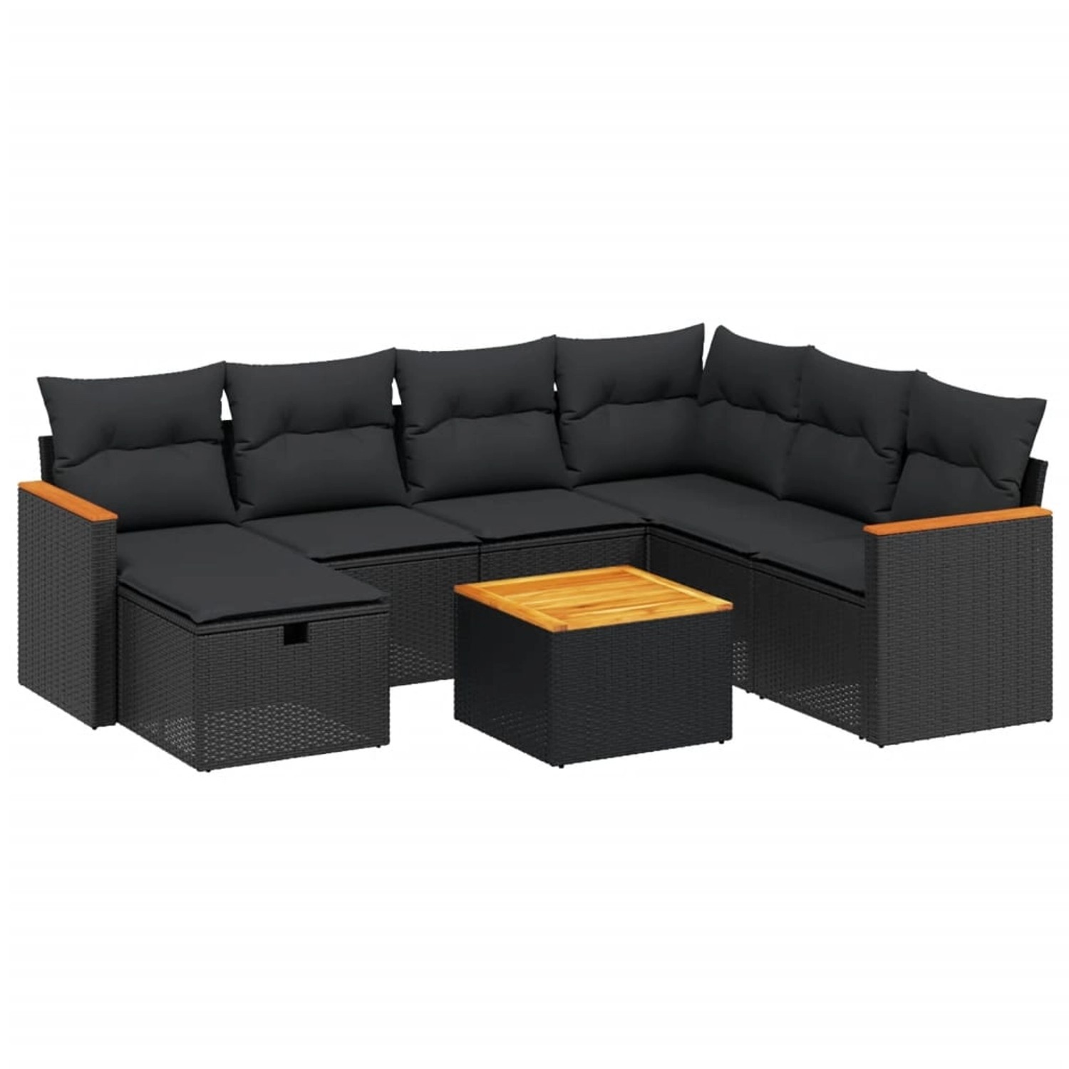 vidaXL 8-tlg Garten-Sofagarnitur mit Kissen Schwarz Poly Rattan Modell 117 günstig online kaufen