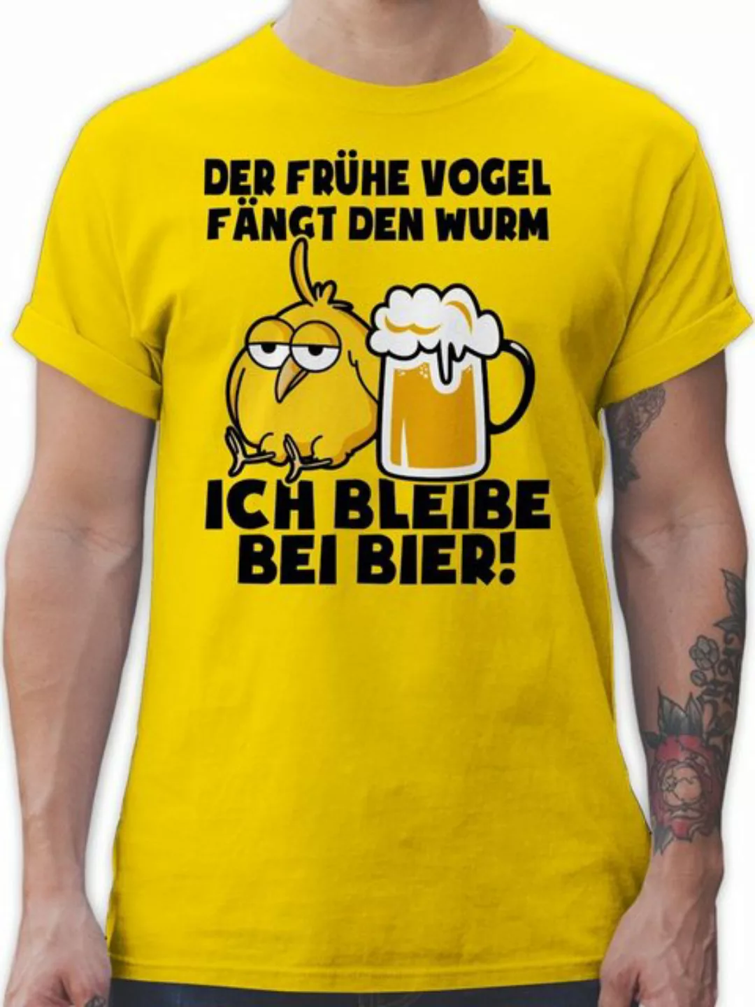 Shirtracer T-Shirt Der frühe Vogel fängt den Wurm! Ich bleibe bei Bier! - s günstig online kaufen