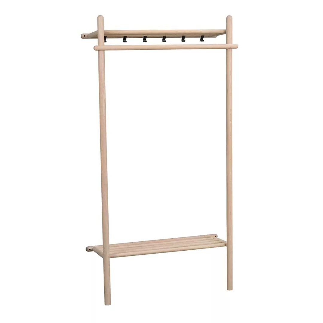 Holzgarderobe aus Eiche White Wash massiv Hutablage und Schuhrost günstig online kaufen