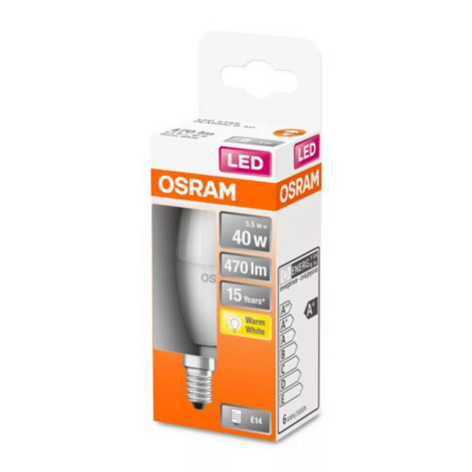 Osram LED-Leuchtmittel E14 Kerzenform 4,9 W Warmweiß 470 lm 10 x 3,7 cm (H günstig online kaufen