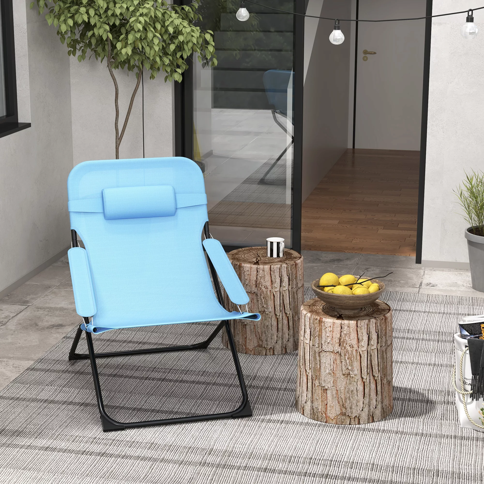 Outsunny Klappstuhl Gartenstuhl verstellbare Rückenlehne Campingstuhl Kopfk günstig online kaufen