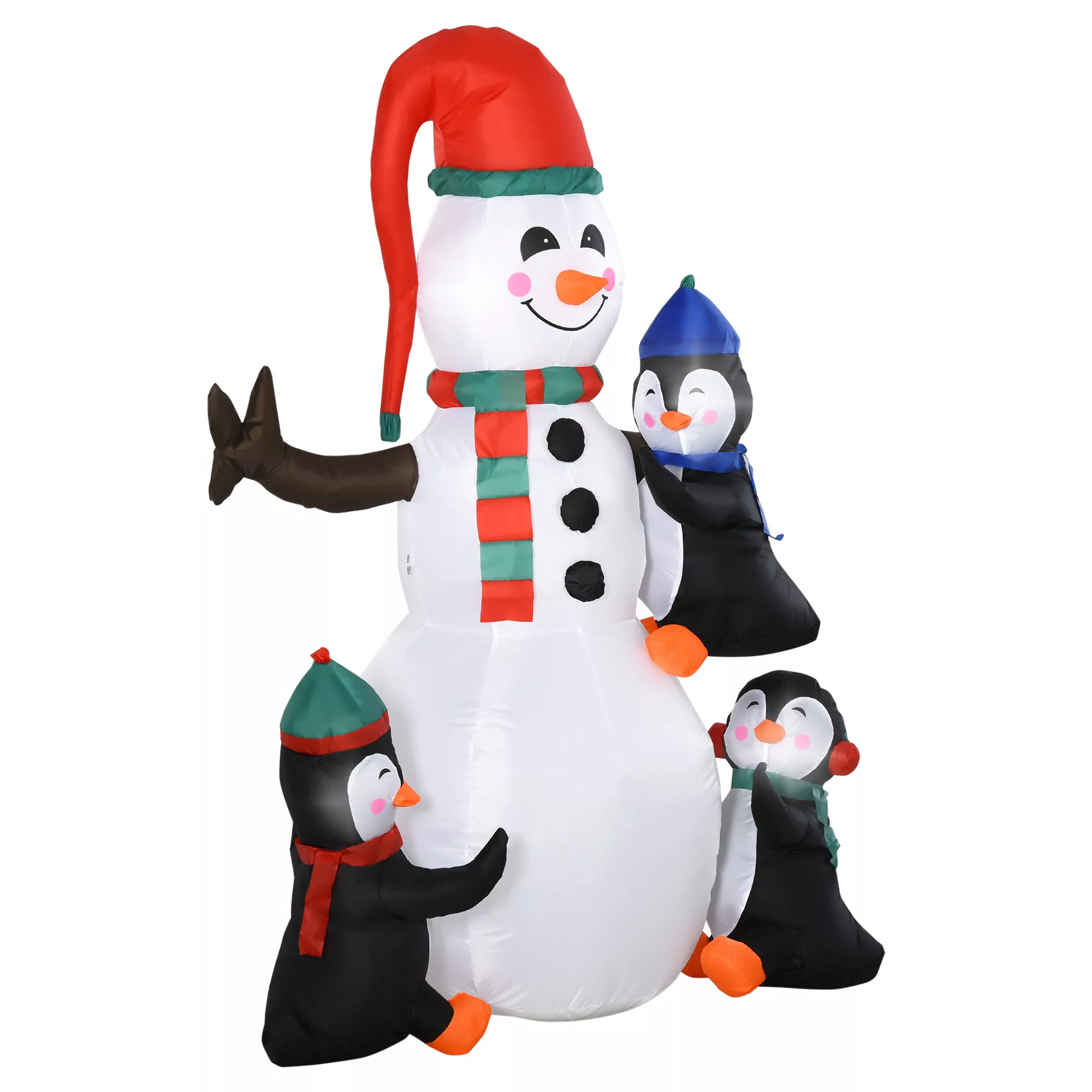 HOMCOM Aufblasbarer Schneemann Weihnachten mit 3 Pinguinen, LED Beleuchtung günstig online kaufen