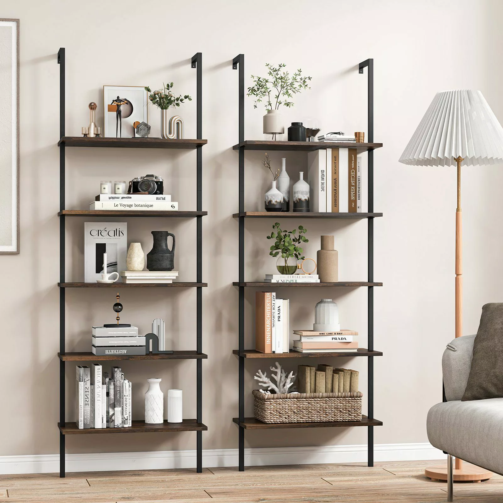 COSTWAY Leiterregal 5 Ebene Bücherregal günstig online kaufen