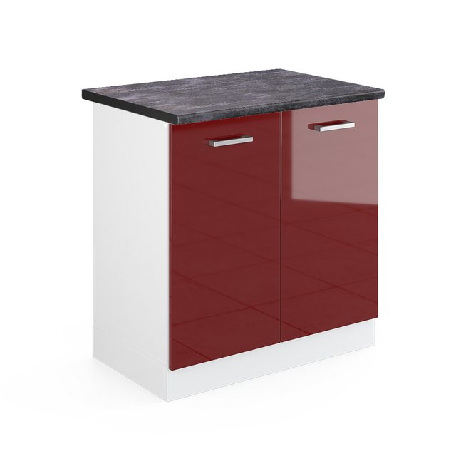 Vicco Spülenunterschrank R-Line, Bordeaux Hochglanz/Weiß, 80 cm, AP Anthraz günstig online kaufen