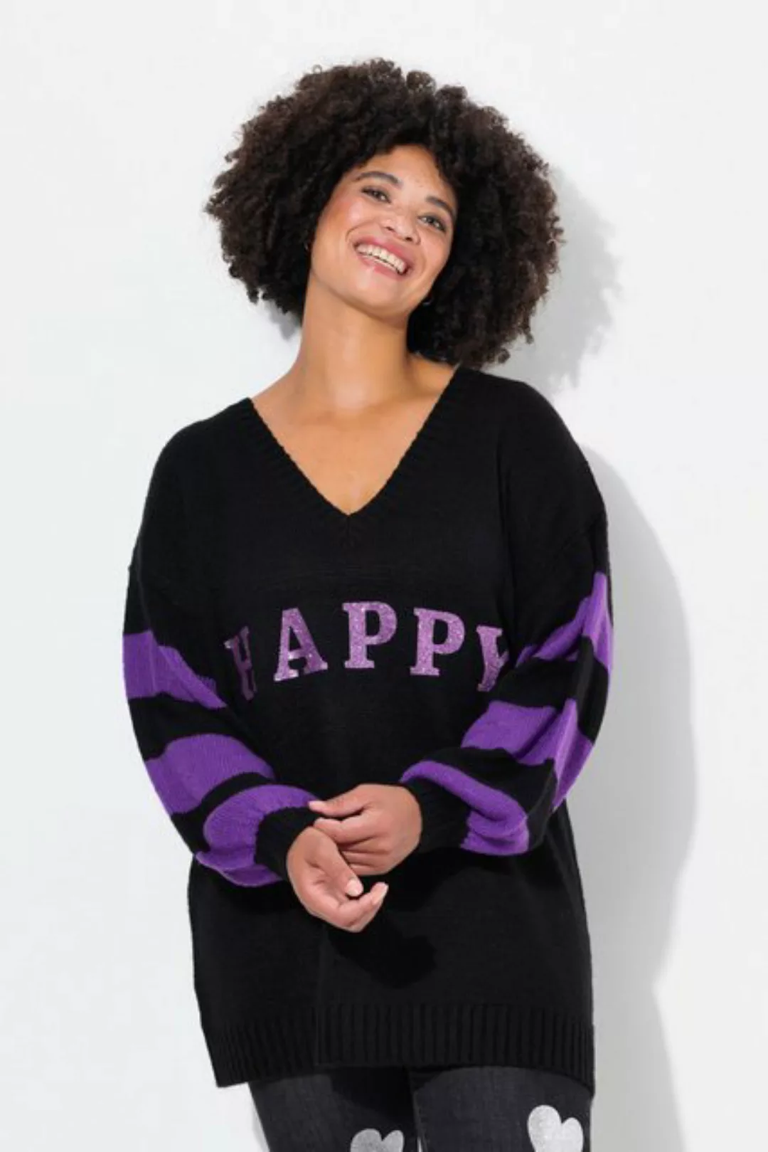 Angel of Style Strickpullover Pullover oversized HAPPY Ringel-Ärmel günstig online kaufen