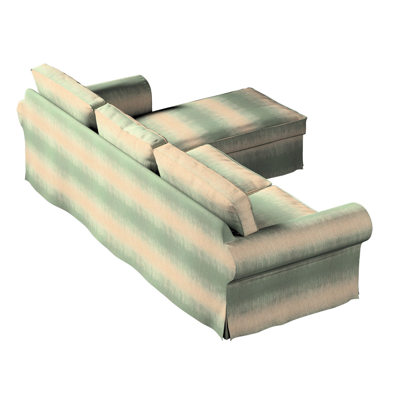Bezug für Ektorp 2-Sitzer Sofa mit Recamiere, grün-beige, Ektorp 2-Sitzer S günstig online kaufen