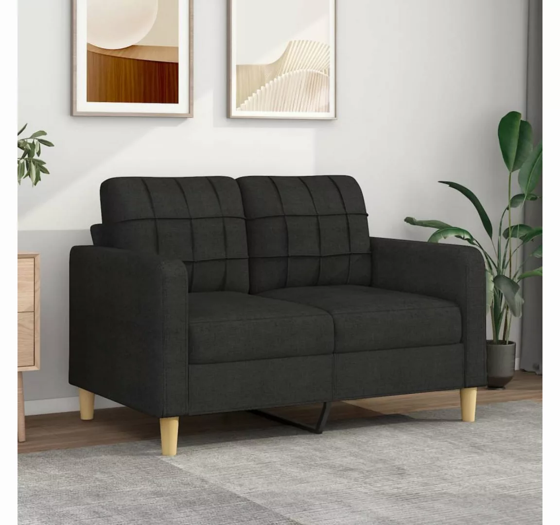 vidaXL Sofa 2-Sitzer-Sofa Schwarz 120 cm Stoff Couch günstig online kaufen