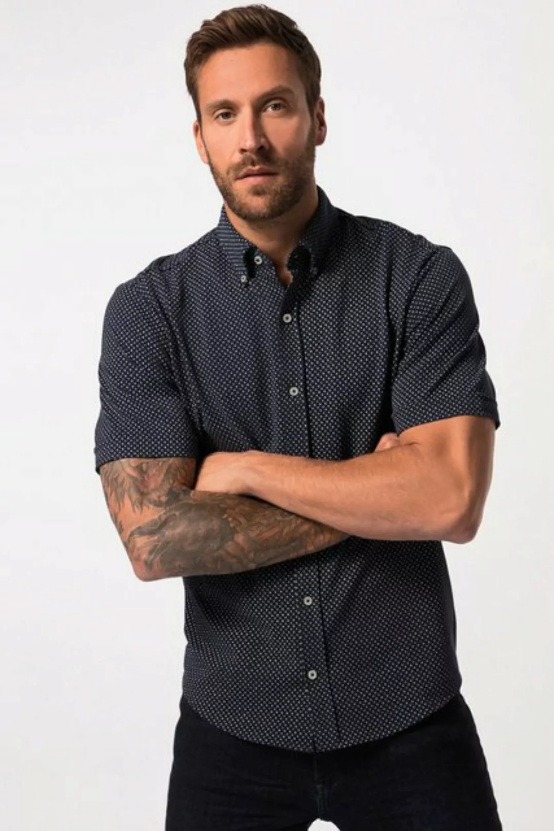 JP1880 Kurzarmhemd Piqué-Hemd Halbarm Buttondown-Kragen Modern Fit günstig online kaufen