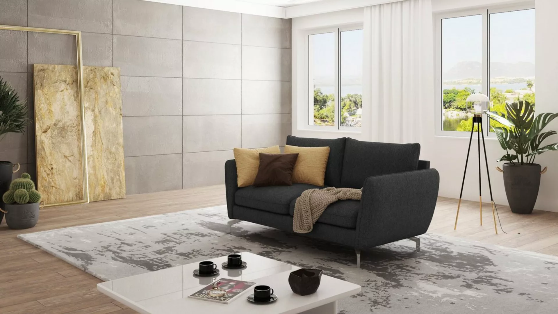 S-Style Möbel 2-Sitzer Modernes Sofa Benita mit Silber Metall Füßen, mit We günstig online kaufen