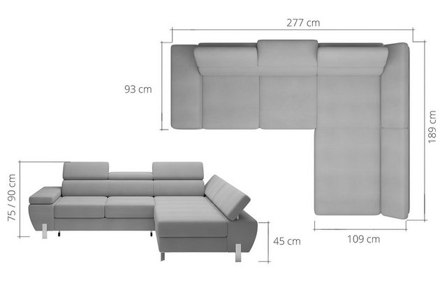 JVmoebel Sofa Stoff L-Form Couch Wohnlandschaft Ecksofa Garnitur Modern Des günstig online kaufen