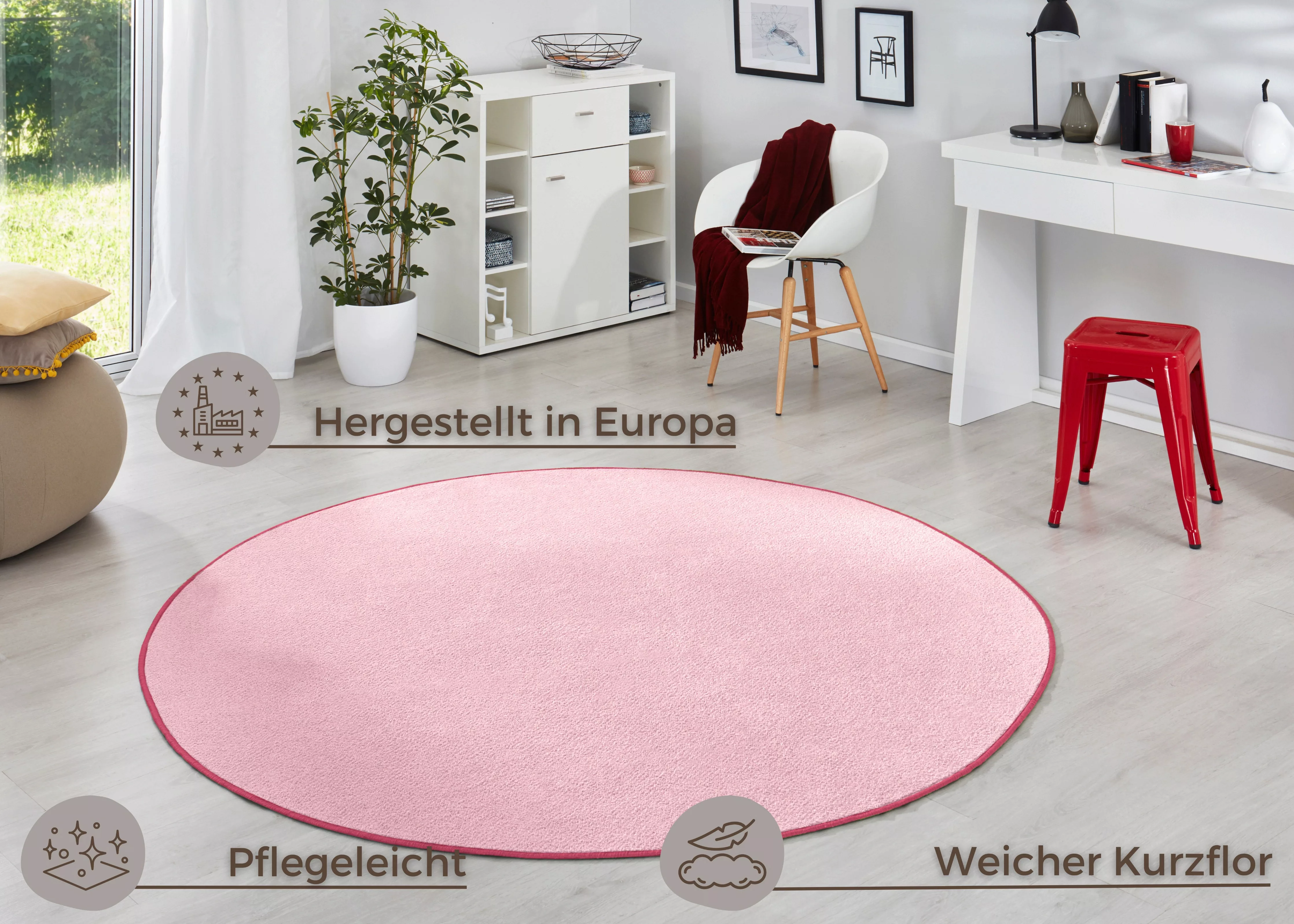 HANSE Home Teppich »Fancy«, rund, Kurzflor, Weich, Einfarbig, Wohnzimmer, S günstig online kaufen