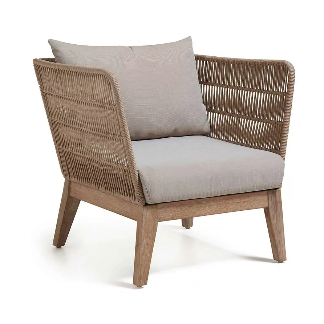 Loungesessel in Beige Eukalyptusholz (2er Set) günstig online kaufen