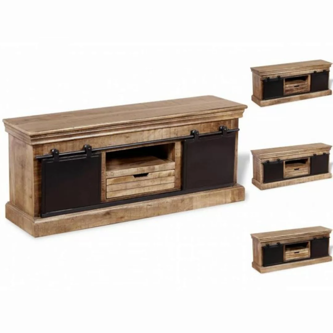 Tv-schrank Mit 2 Schiebetüren Mangoholz Massiv 110x30x45 Cm günstig online kaufen