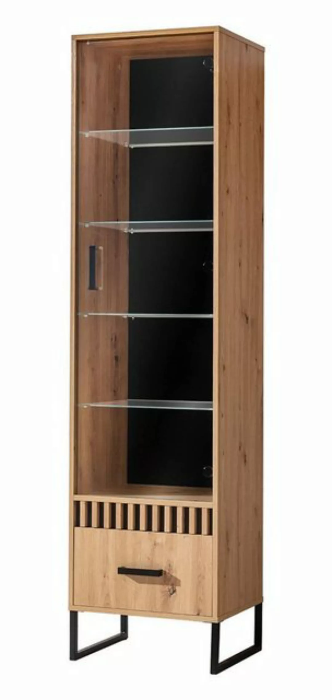 Feldmann-Wohnen Vitrine Lamelix (1-St) 50x40x196cm Artisan Eiche 1-türig günstig online kaufen