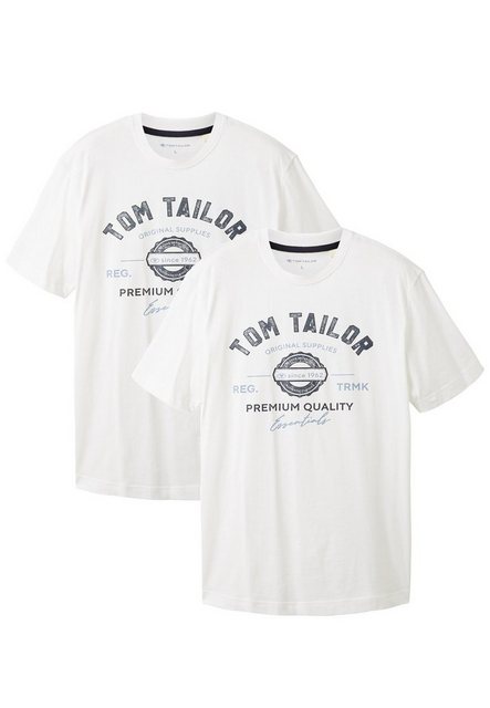 TOM TAILOR T-Shirt Logo T-Shirt 2-er Pack Kurzarm Set mit Logo Print (2-tlg günstig online kaufen