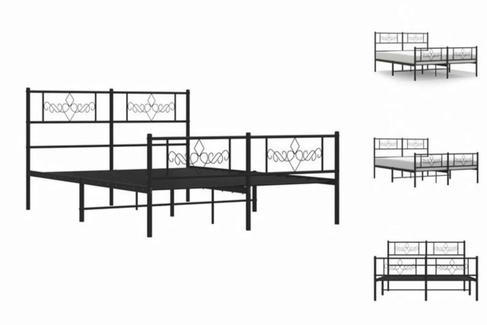 vidaXL Bettgestell Bettrahmen mit Kopf- und Fußteil Metall Schwarz 140x200 günstig online kaufen